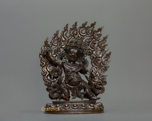Handcrafted Vajrapani Statue – Tibetan Protector Deity of Strength & Courage | Oxidized Copper | Made in Nepal