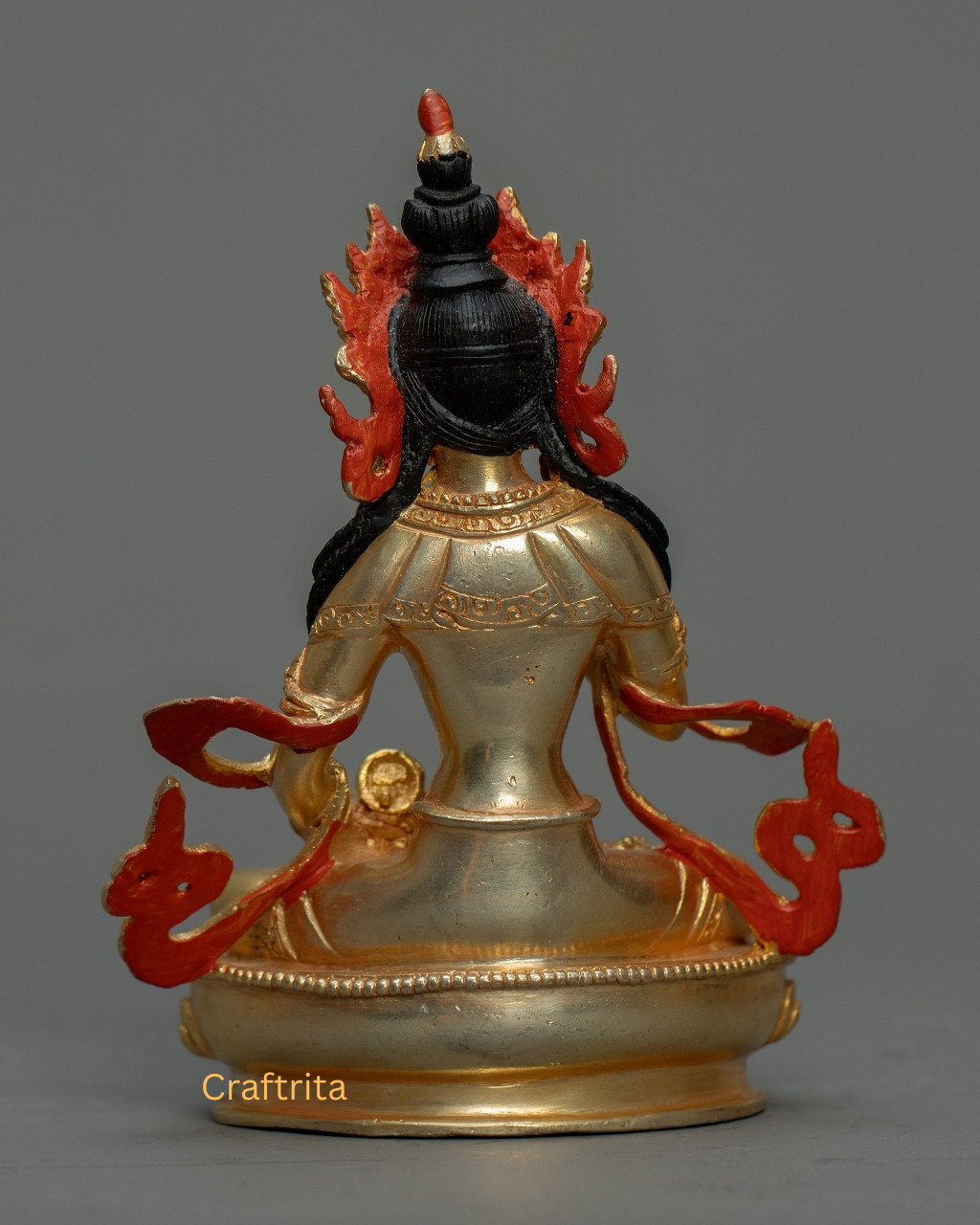 Vajrasattva Statue 0.4kg – Copper Body with 24K Gold Plating by Fire Gilding | Handmade Tibetan Buddhist Deity for Spiritual Home Decor