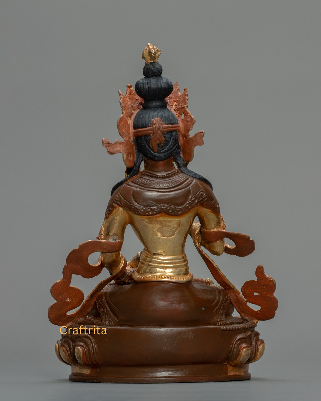 Vajrasattva Statue 1.2kg – Handmade Copper Body with 24K Gold Plating by Fire Gilding & Acrylic Painting | Tibetan Buddhist Deity of Purification & Meditation