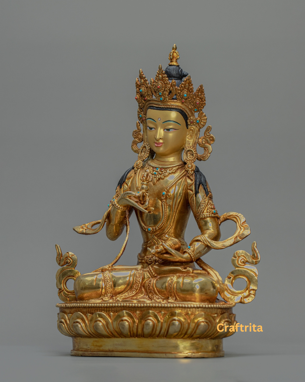 Vajrasattva Statue 3kg – Handmade in Nepal | Copper Body with 24K Gold Plating & Fire Gilding | Tibetan Buddhist Art & Spiritual Home Decor