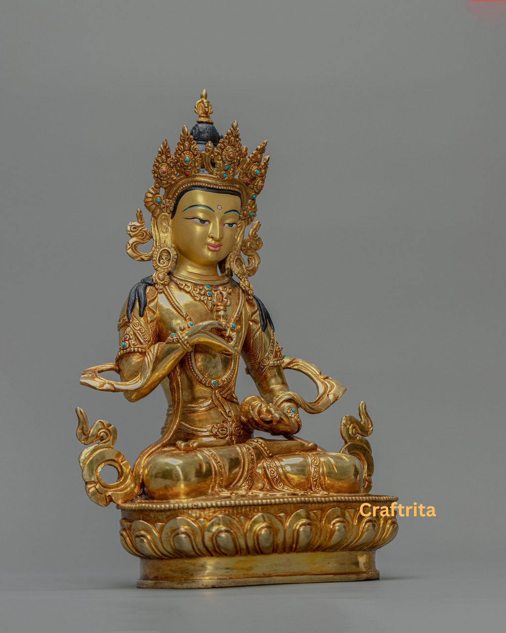 Vajrasattva Statue 3kg – Handmade in Nepal | Copper Body with 24K Gold Plating & Fire Gilding | Tibetan Buddhist Art & Spiritual Home Decor