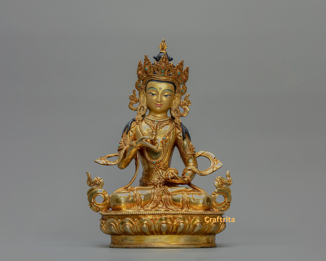 Vajrasattva Statue 3kg – Handmade in Nepal | Copper Body with 24K Gold Plating & Fire Gilding | Tibetan Buddhist Art & Spiritual Home Decor