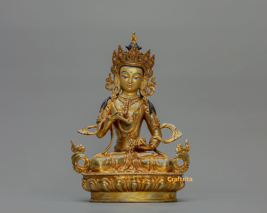 Vajrasattva Statue 3kg – Handmade in Nepal | Copper Body with 24K Gold Plating & Fire Gilding | Tibetan Buddhist Art & Spiritual Home Decor