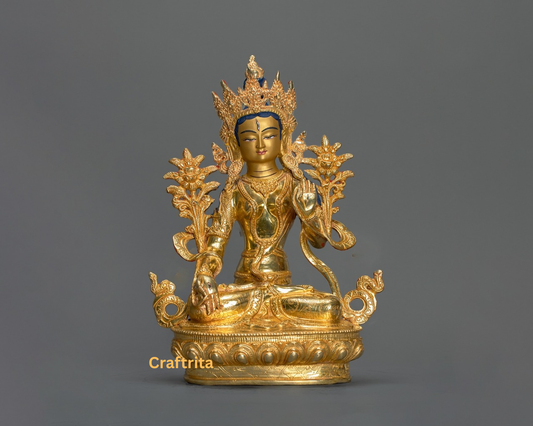 White Tara Statue – Handmade Tibetan Goddess of Longevity & Compassion | Spiritual Decor