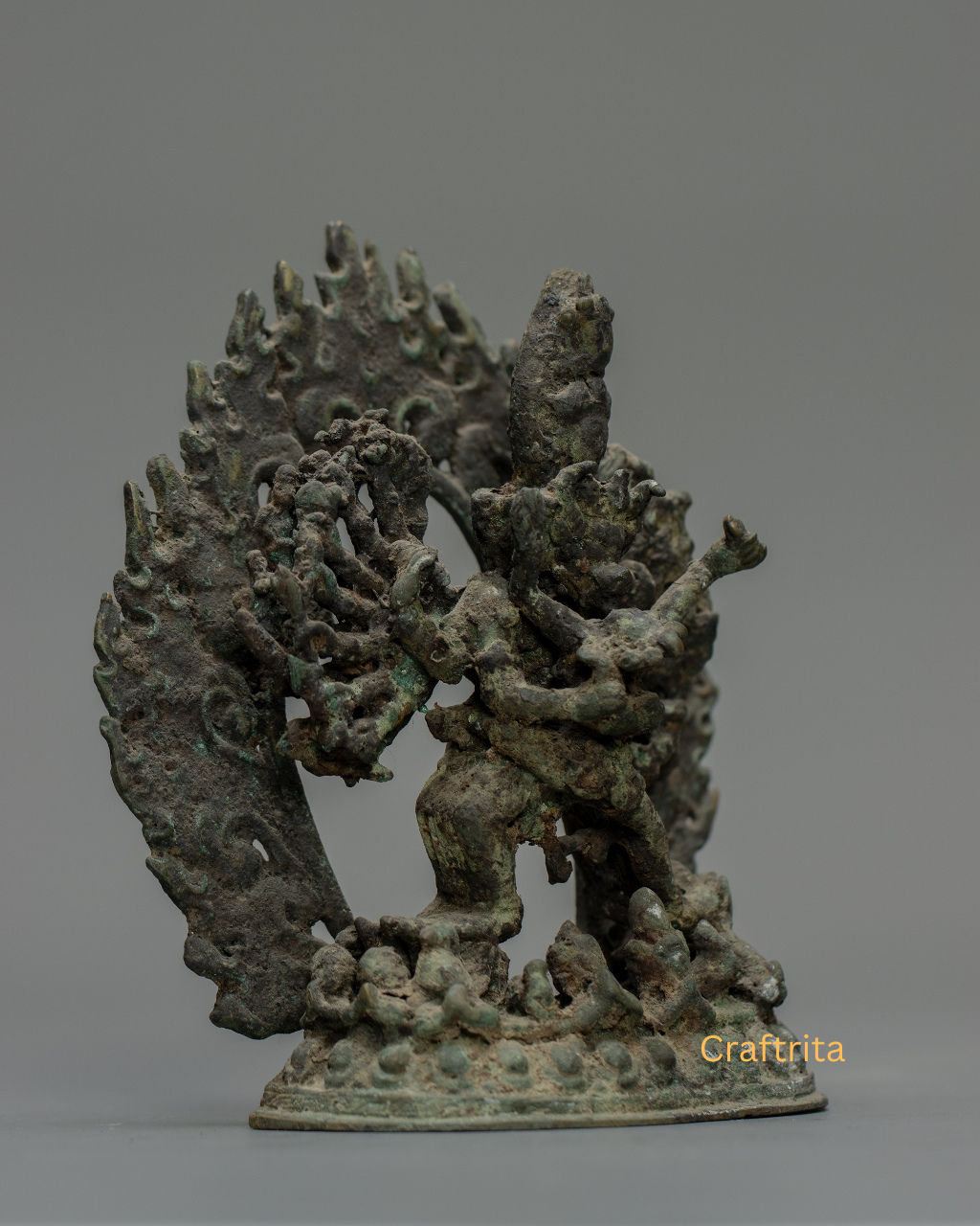Yamantaka Statue 0.8kg – Handmade in Nepal | Copper Body with Antique Finish | Tibetan Buddhist Deity of Wisdom & Protection | Spiritual Art & Home Decor