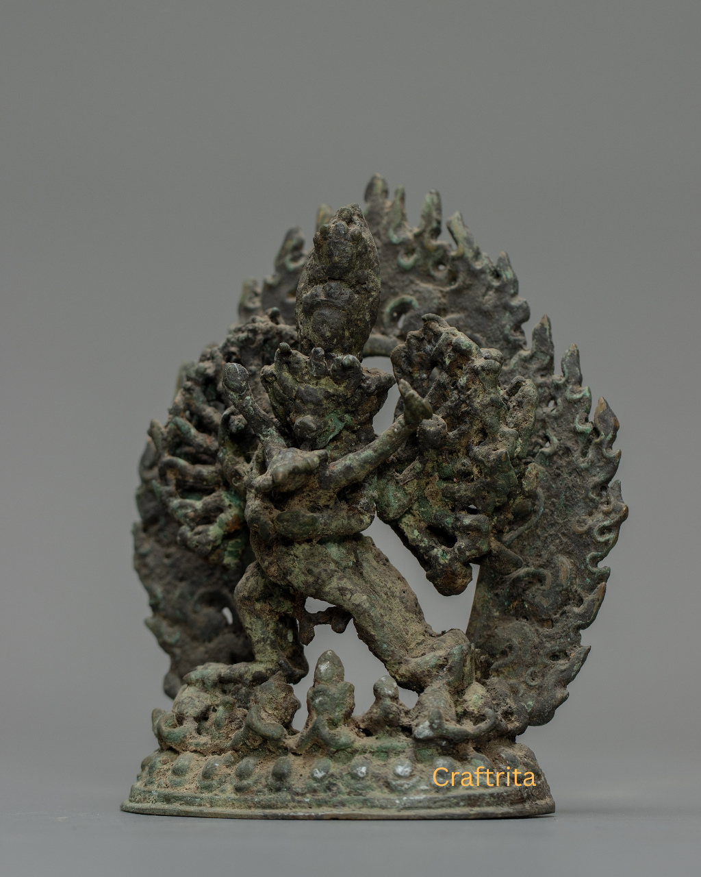 Yamantaka Statue 0.8kg – Handmade in Nepal | Copper Body with Antique Finish | Tibetan Buddhist Deity of Wisdom & Protection | Spiritual Art & Home Decor