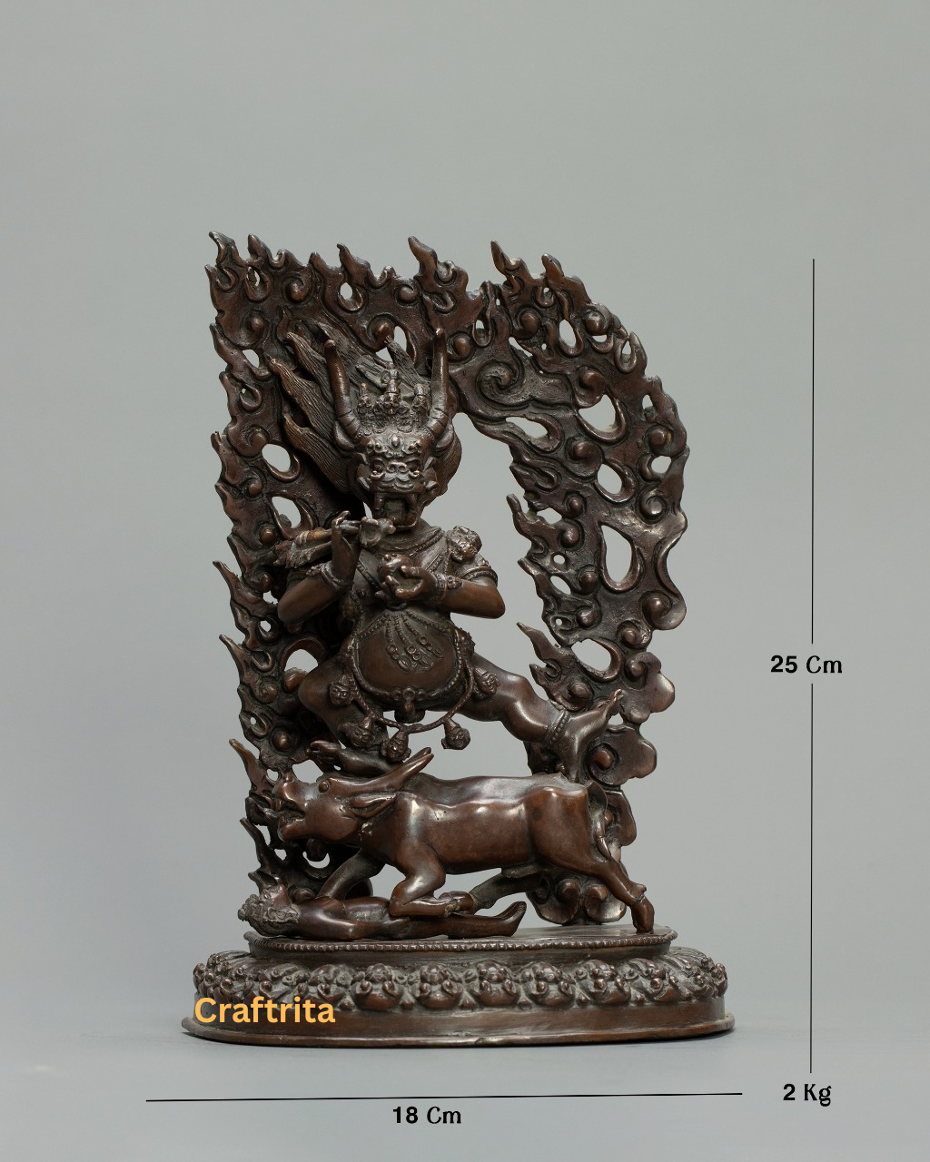 Yamantaka Protector Statue  – Nepalese Handmade Oxidized Copper | Tibetan Buddhist Spiritual Decor