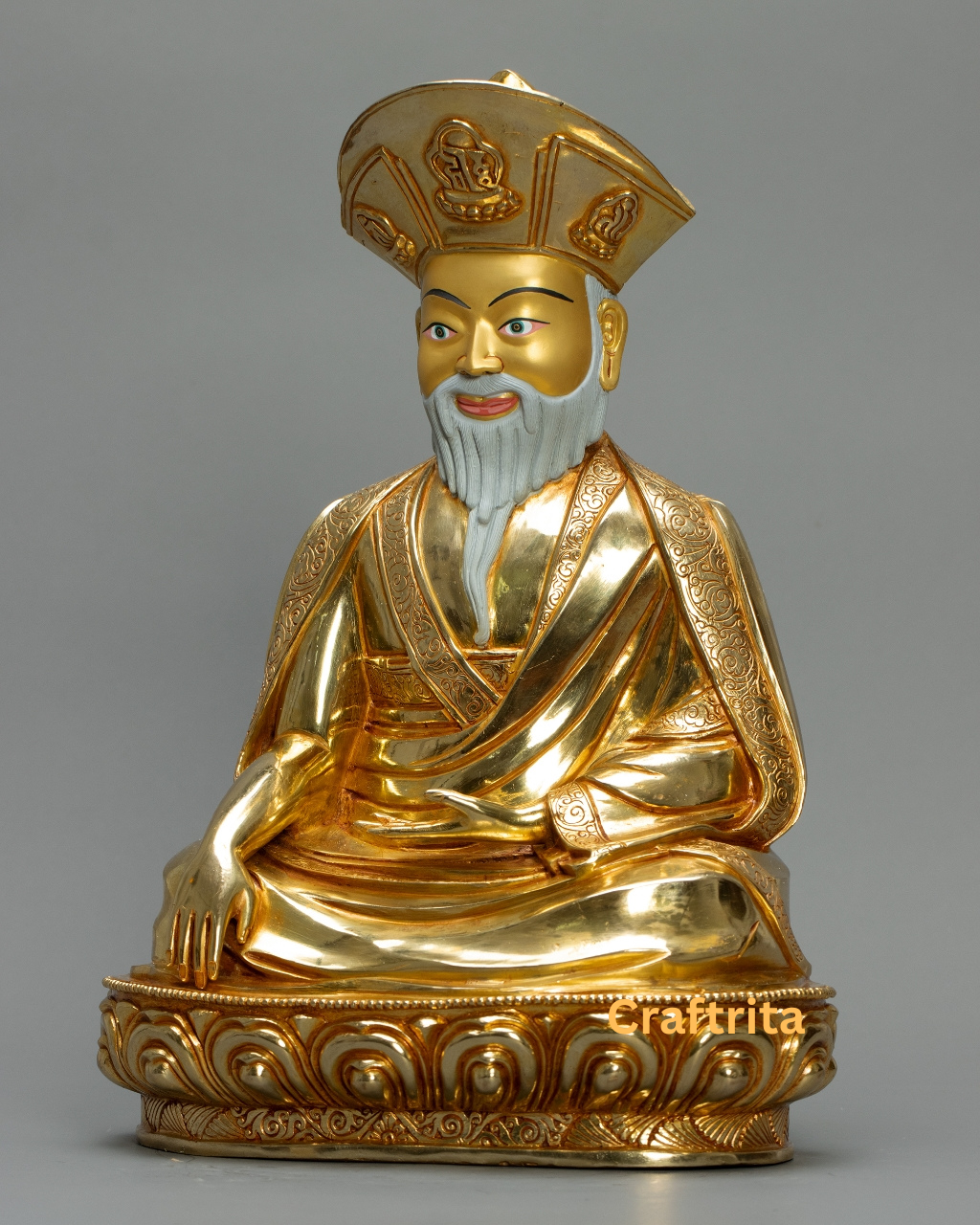 Zhabdrung Rinpoche Statue – Copper Body with 24K Gold Plating & Fire Gilding – 5.3kg Spiritual Buddhist Art & Home Décor