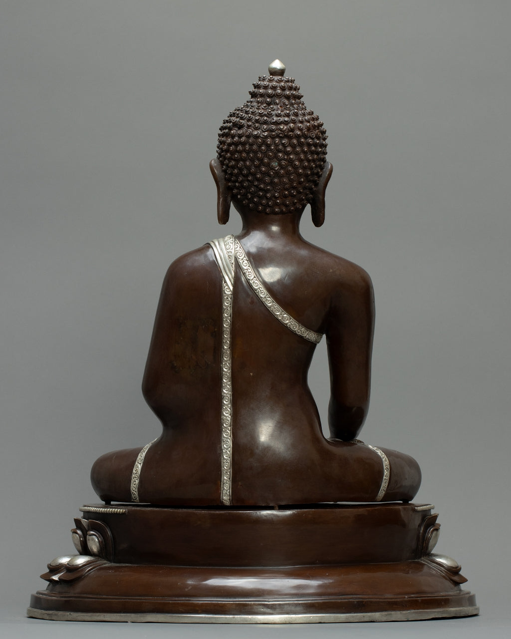Shakyamuni Buddha Statue 11kg – Silver-Plated Handmade Sculpture | Oxidized Copper Body | Unique Tibetan Buddhist Art for Meditation & Home Decor