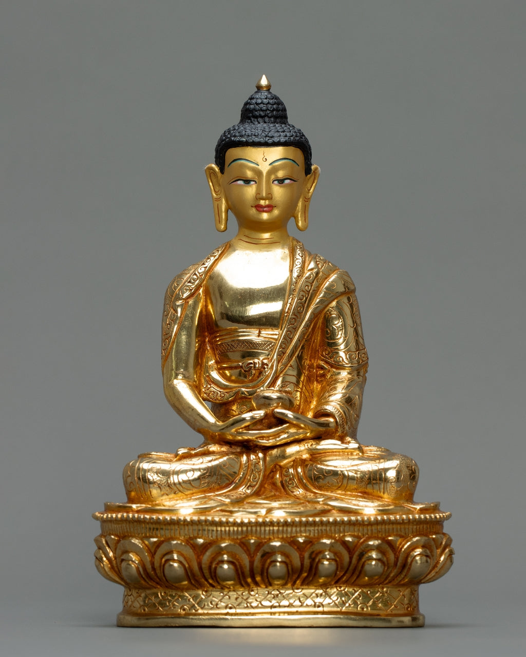 Buddha Statue Set – Amitabha, Medicine & Shakyamuni 1 kg  | Handmade in Nepal | Copper with 24K Gold Plating & Fire Gold Gilding | Spiritual Buddhist Art & Home Décor