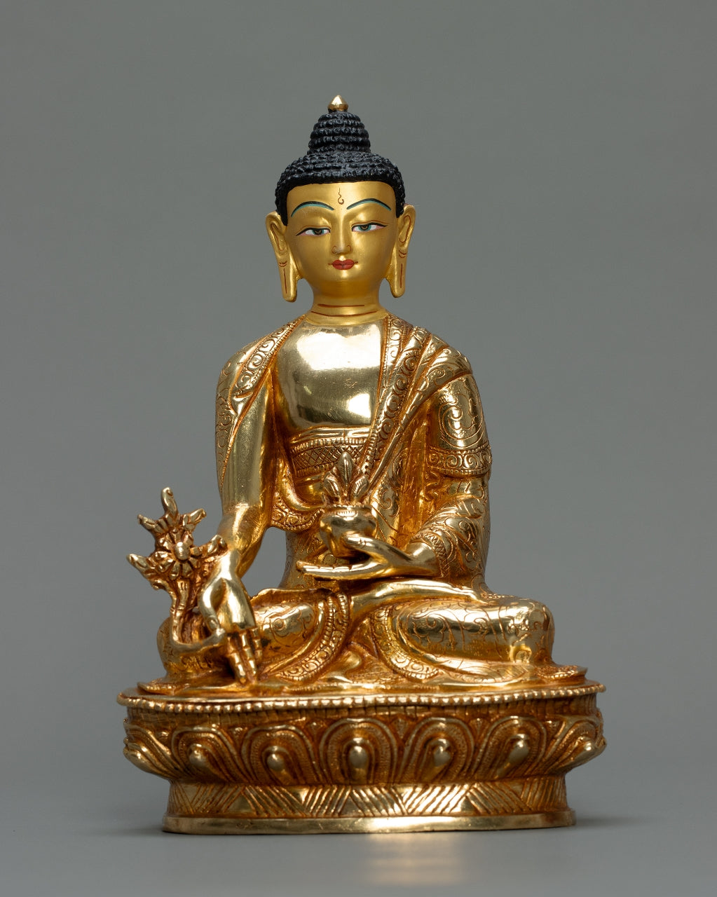 Buddha Statue Set – Amitabha, Medicine & Shakyamuni 1 kg  | Handmade in Nepal | Copper with 24K Gold Plating & Fire Gold Gilding | Spiritual Buddhist Art & Home Décor