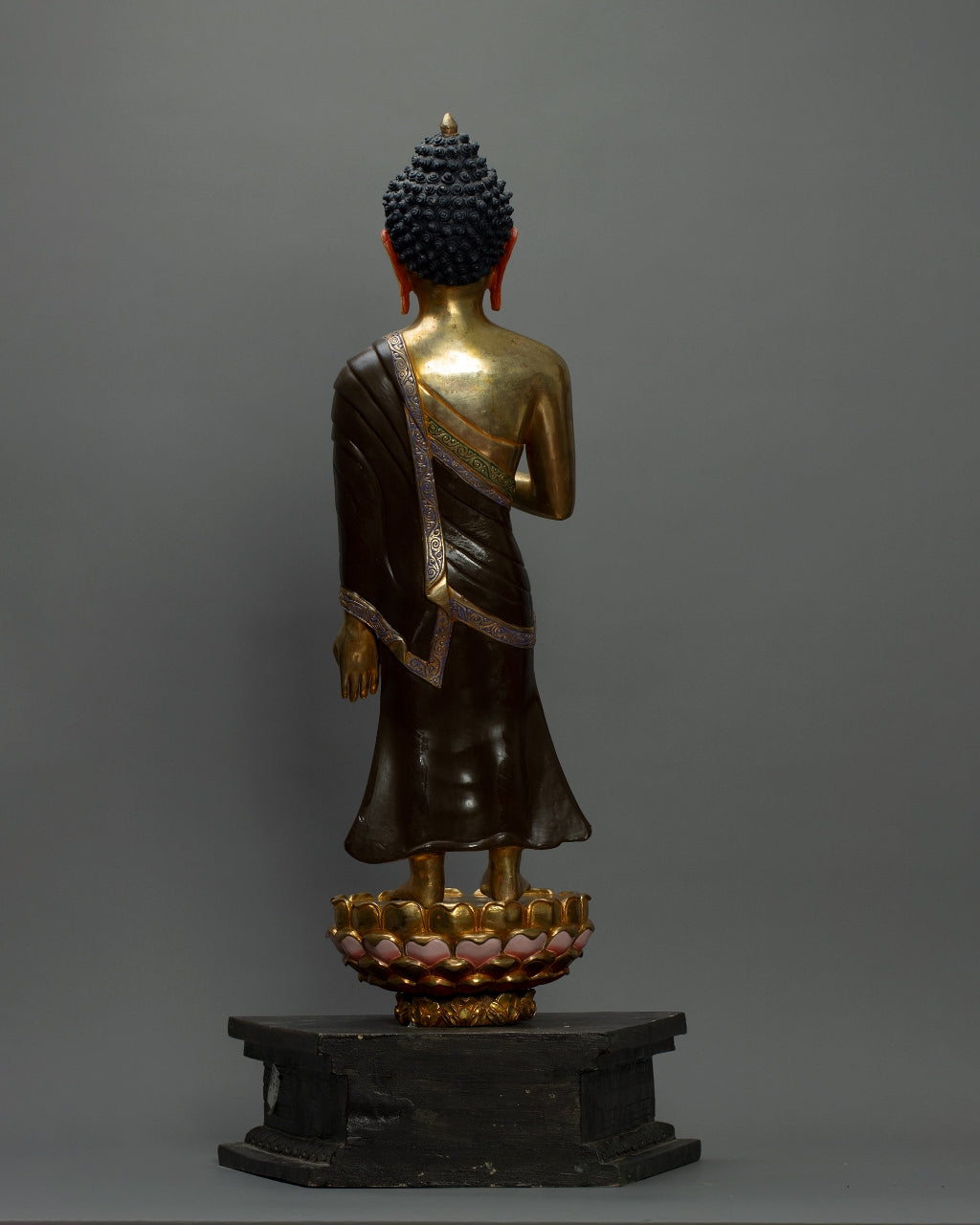 Standing Amitabha Buddha Statue 12.3 kg – Handmade in Nepal | Copper Body with 24K Gold Plating & Fire Gilding | Tibetan Buddhist Art & Spiritual Home Decor