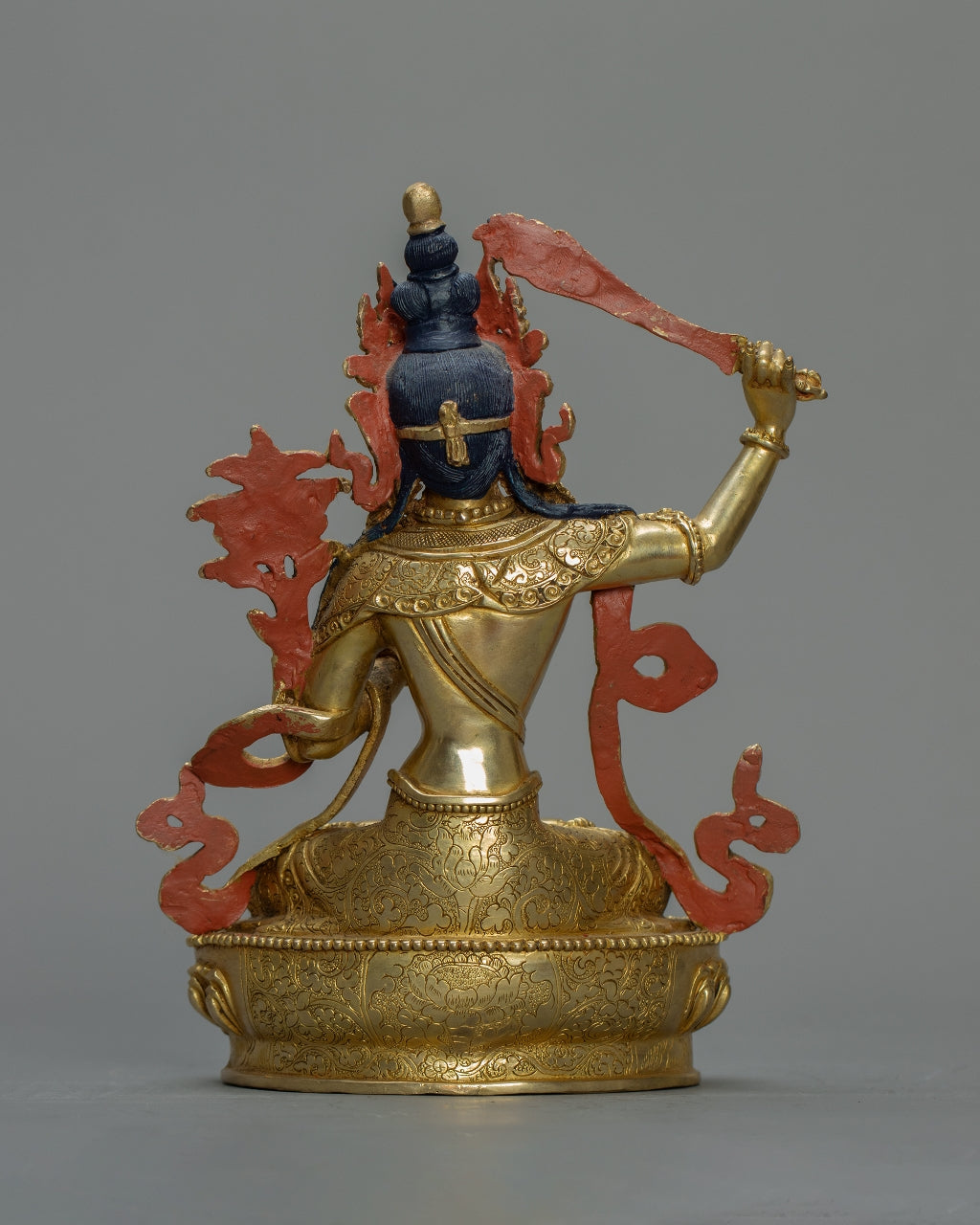 Manjushree Bodhisattva Statue 1.5 kg – Handmade in Nepal | Copper Body with 24K Gold Plating | Tibetan Buddhist Art & Spiritual Home Decor