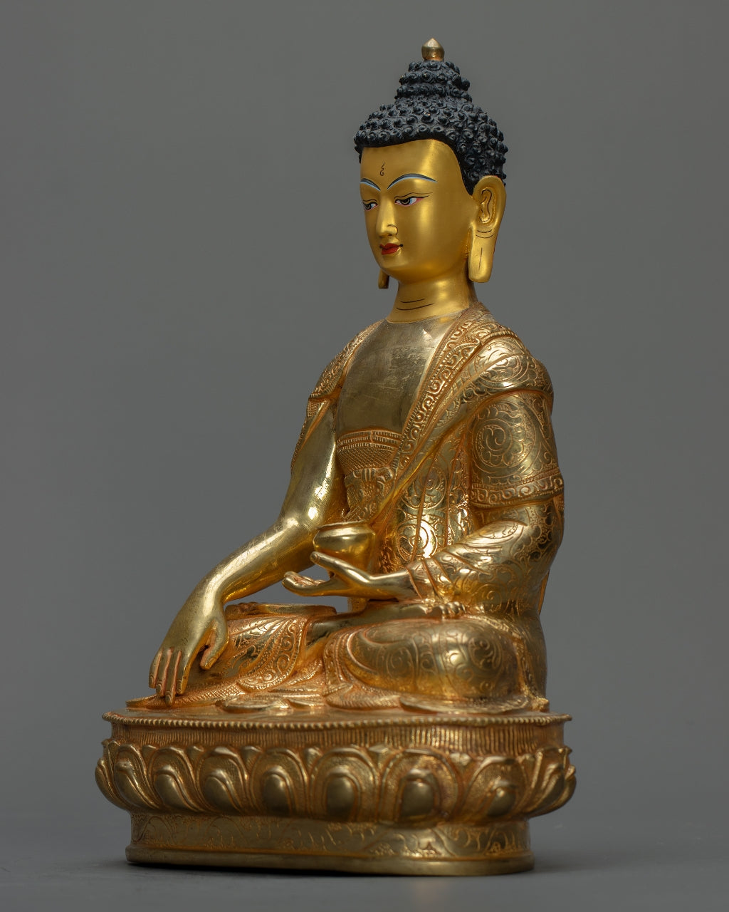 Shakyamuni Buddha Statue 3 KG – Handmade in Nepal | Copper Body with 24K Gold Plating & Fire Gold Gilding | Spiritual Buddhist Art & Home Décor