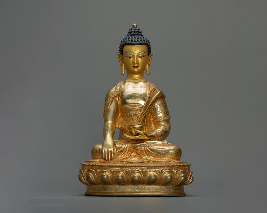 Shakyamuni Buddha Statue 3 KG – Handmade in Nepal | Copper Body with 24K Gold Plating & Fire Gold Gilding | Spiritual Buddhist Art & Home Décor