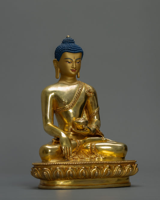 Shakyamuni Buddha Statue 2kg – Handmade in Nepal | Premium Craft | Copper Body with 24K Gold Plating & Fire Gilding | Tibetan Buddhist Art & Spiritual Home Deco