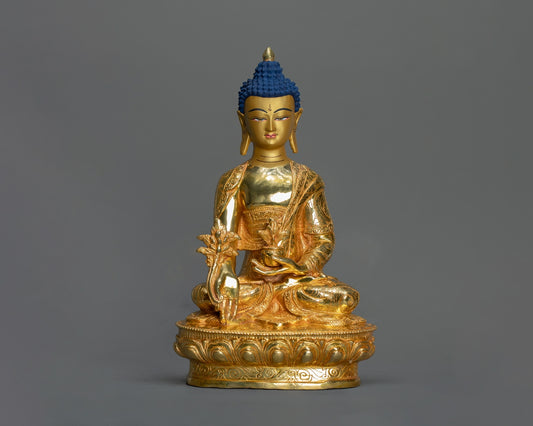 Medicine Buddha Statue – Artisan Copper with 24K Gold Gilding | Meditation & Altar Art