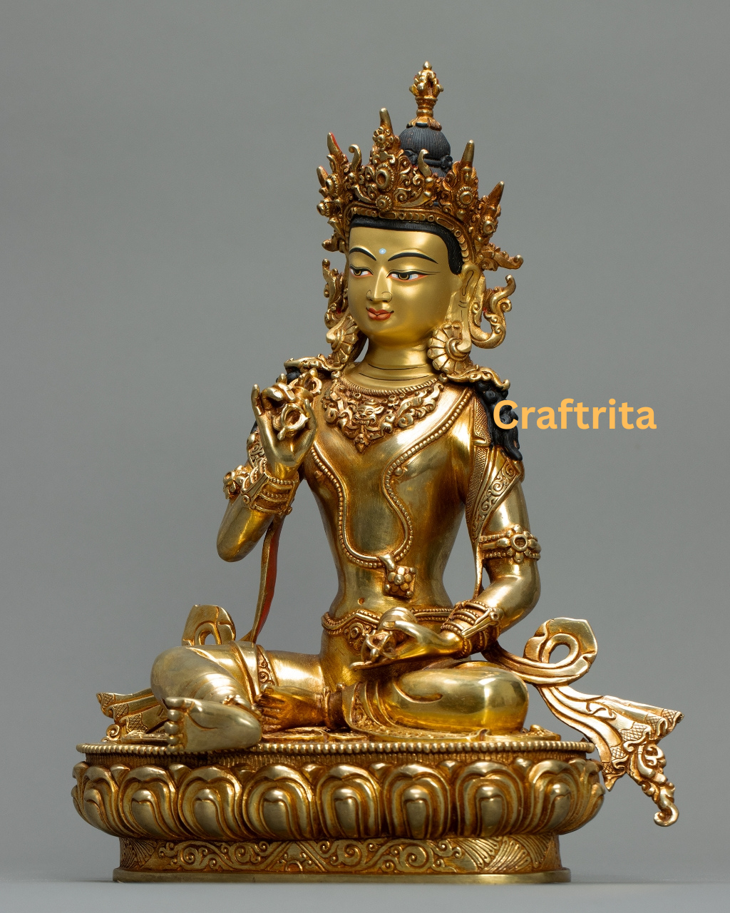 Vajrasattva Statue 4kg – Handmade in Nepal –Copper Body with 24K Gold Plating & Fire Gilding – Tibetan Buddhist Art & Spiritual Home Decor