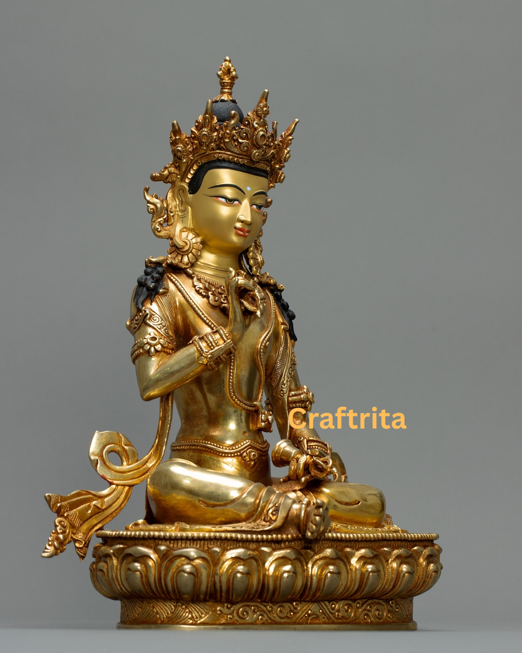 Vajrasattva Statue 4kg – Handmade in Nepal –Copper Body with 24K Gold Plating & Fire Gilding – Tibetan Buddhist Art & Spiritual Home Decor