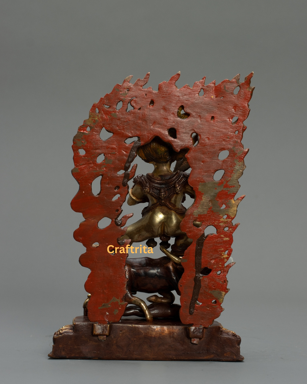 Yamantaka Statue – 2kg Copper Buddhist Deity Sculpture | Nepali Handicraft with Oxidized Finish & Half 24K Gold Fire-Gilding
